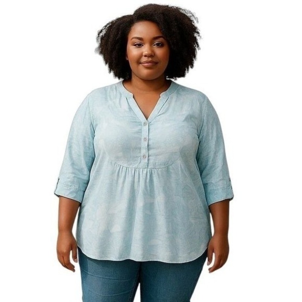 Hope Springs Women's Green Patterned Tunic Blouse Long Sleeve Loose Fit Size‎ XL